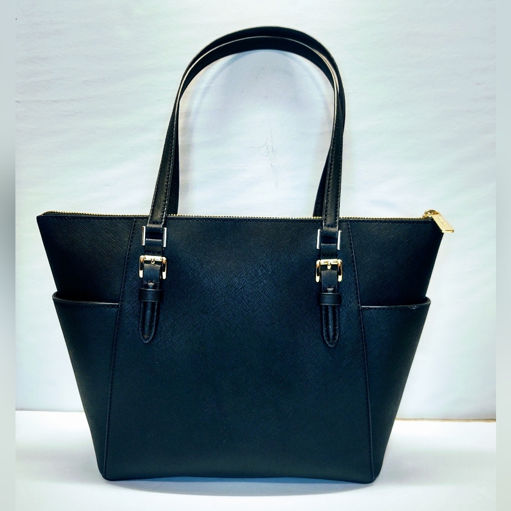 Michael Kors Charlotte M/L Leather Top Zip Tote - Picture 2 of 13